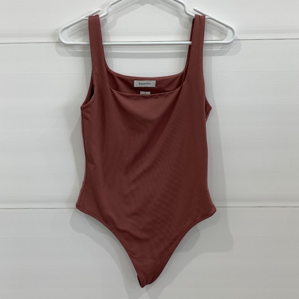 Babaton Aritzia Square Neck Thong Bodysuit - Rose Pink